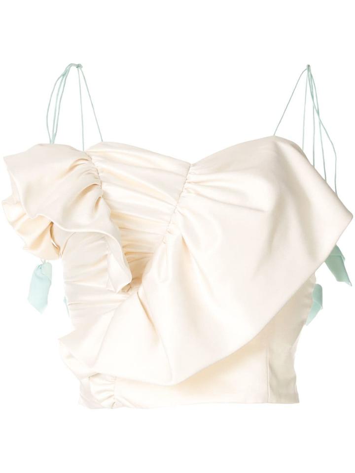 Anna October Ruffle Details Cropped Top - White