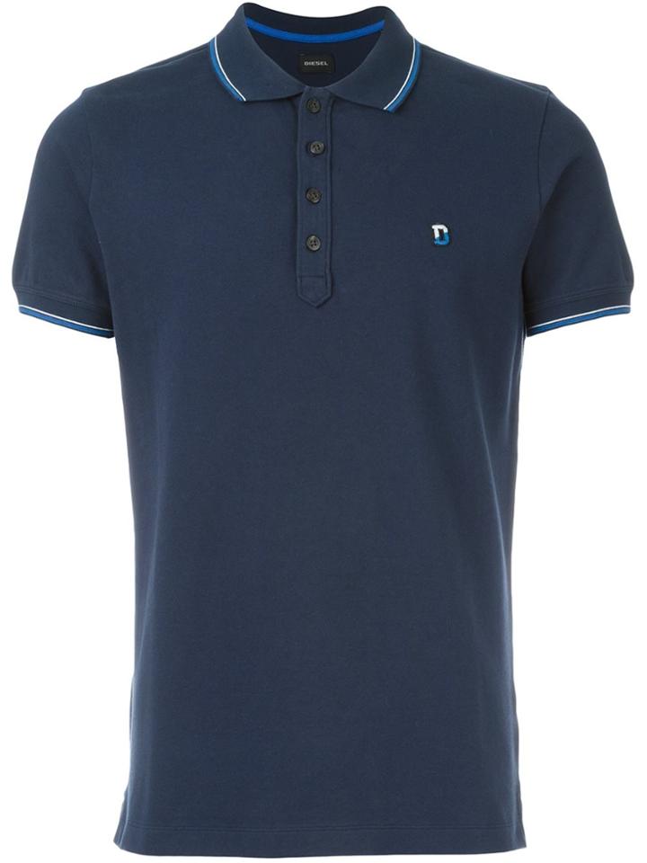 Diesel Contrasting Trim Polo Shirt - Blue