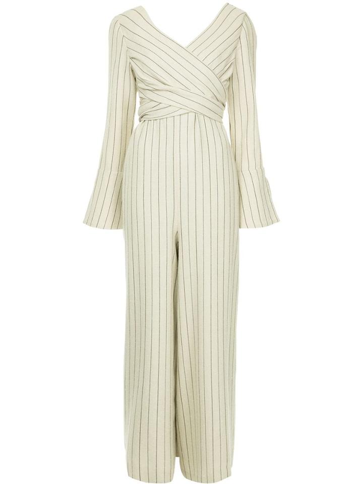Muller Of Yoshiokubo Cache Coeur Striped Jumpsuit - White