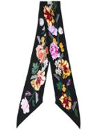 Rockins - Flora Skinny Scarf - Women - Silk - One Size, Black, Silk