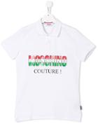 Moschino Kids Teen Italian Logo Print Polo Shirt - White