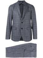 Tagliatore Two-piece Plaid Suit, Men's, Size: 50, Grey, Virgin Wool/cupro
