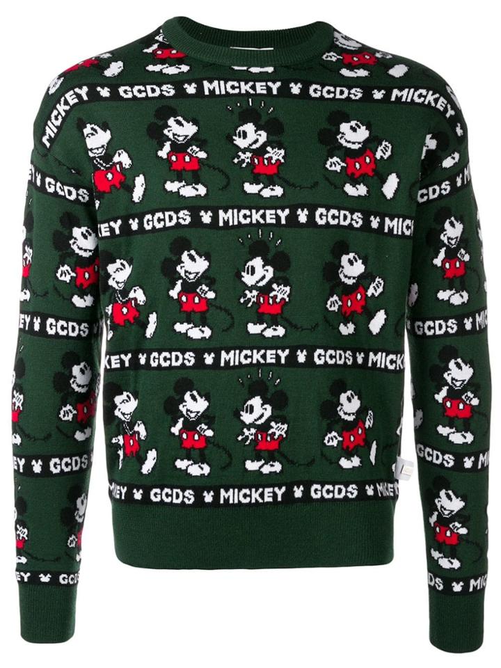 Gcds Mickey Mouse Intarsia Jumper - Green