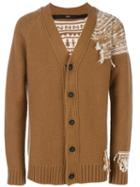 Nº21 Reversed Intarsia Detail Cardigan - Brown