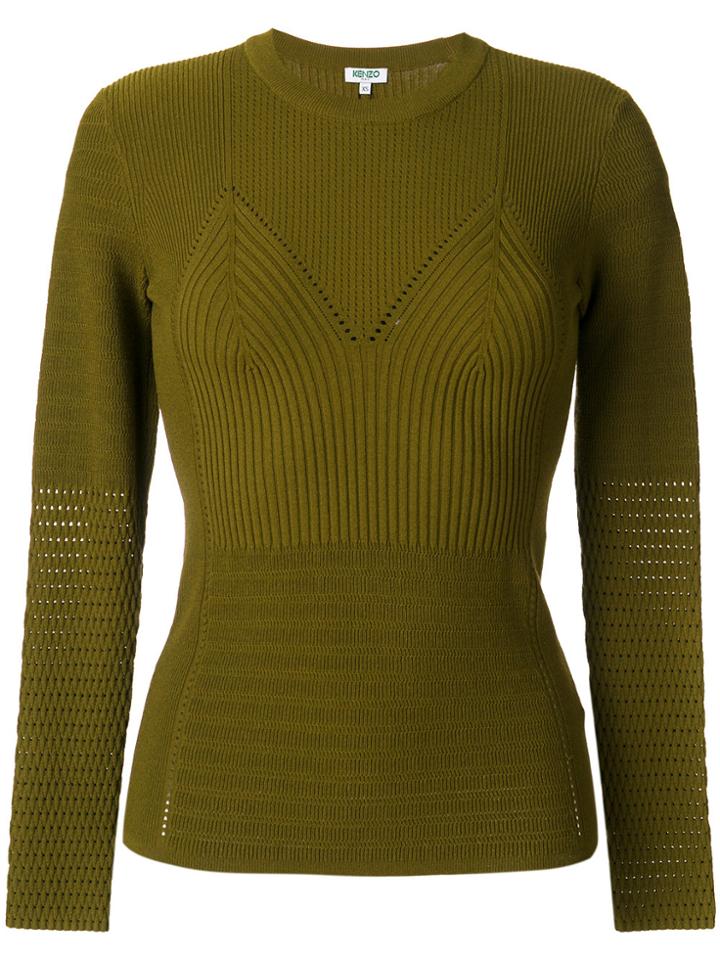 Kenzo Crew Neck Fitted Sweater - Green