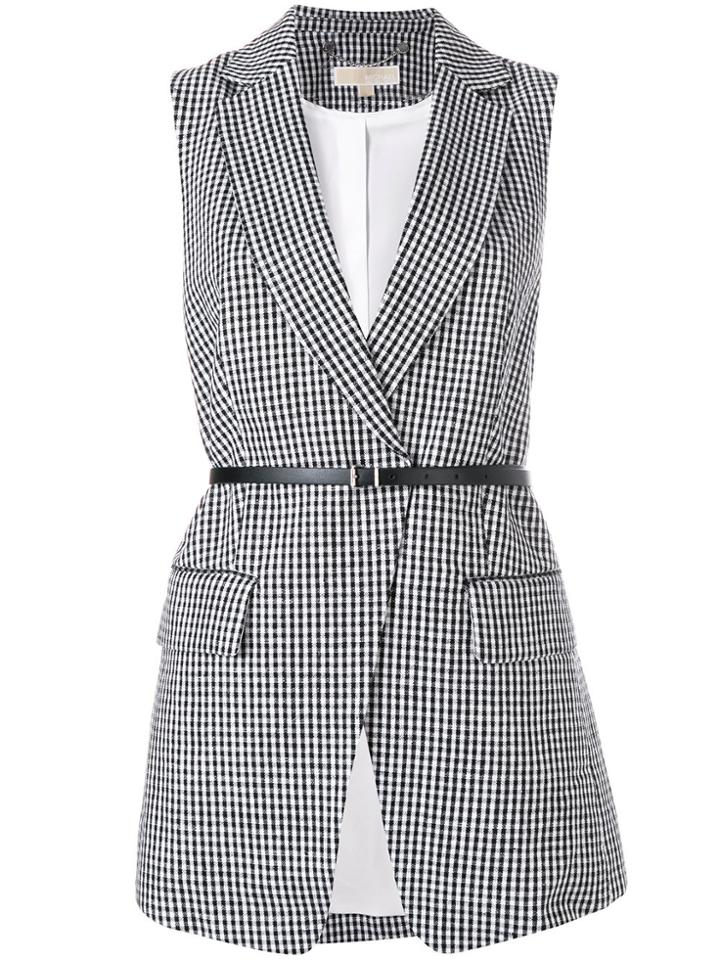 Michael Michael Kors Gingham Belted Vest - Black
