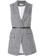 Michael Michael Kors Gingham Belted Vest - Black