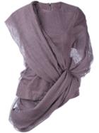 Rick Owens - Asymmetric Wrap Jumper - Women - Cotton/linen/flax/spandex/elastane - 42, Pink/purple, Cotton/linen/flax/spandex/elastane