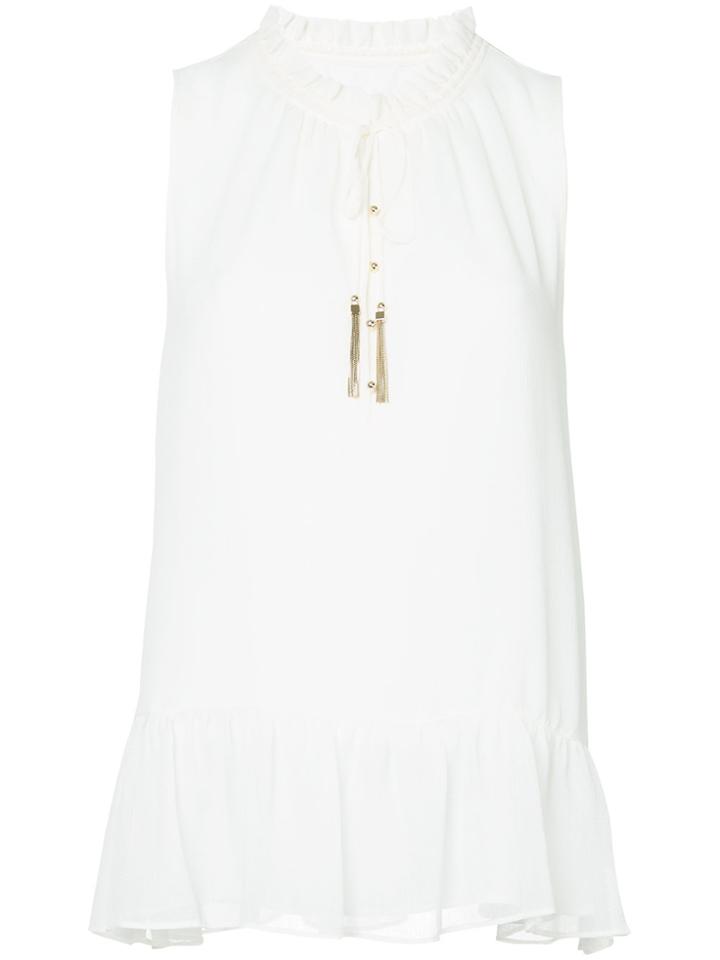 Marc Cain Sleeveless Flared Blouse - White