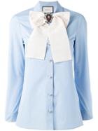 Gucci Removable Brooch Shirt, Women's, Size: 40, Blue, Cotton