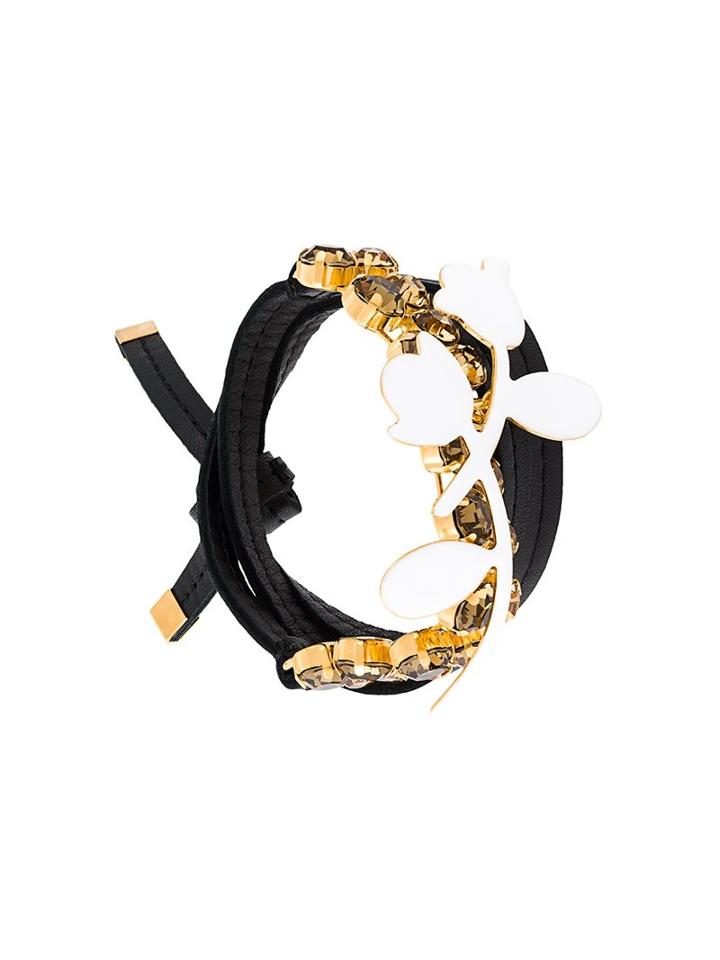 Marni Embellished Floral Wrap Bracelet, Women's, White