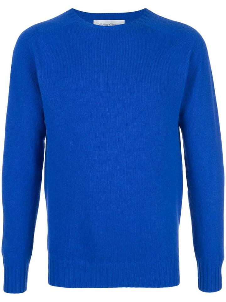 Officine Generale Knit Crew Neck Jumper - Blue