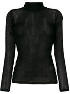 Federica Tosi Opaque Crinkle Roll Neck Blouse - Black
