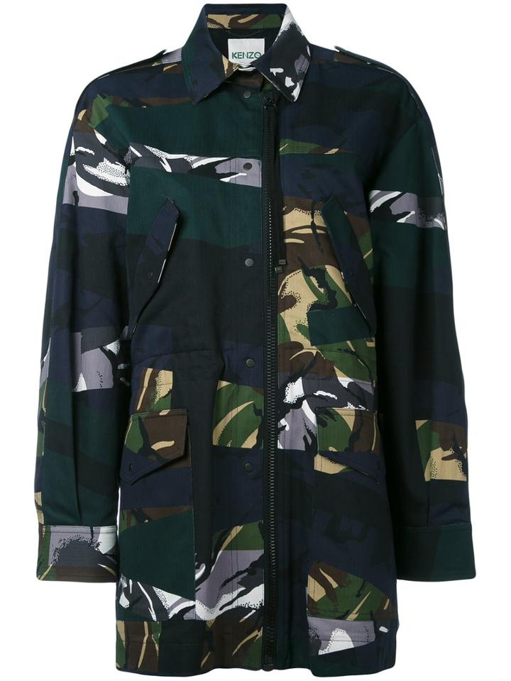 Kenzo - Broken Camo Coat - Women - Cotton/acetate - 36, Blue, Cotton/acetate