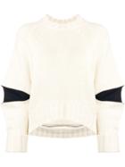 Alexander Mcqueen Zipped Elbows Boxy Jumper - Neutrals