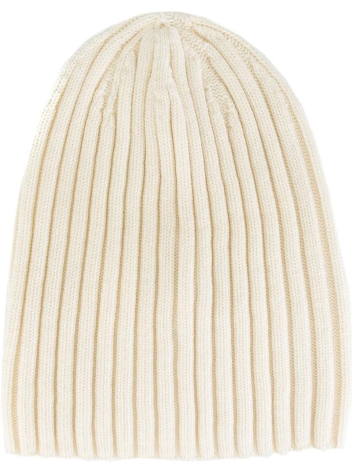 Erika Cavallini Ribbed Beanie, Women's, White, Cotton