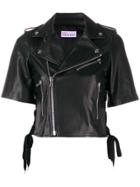 Red Valentino Embroidered Leather Jacket - Black