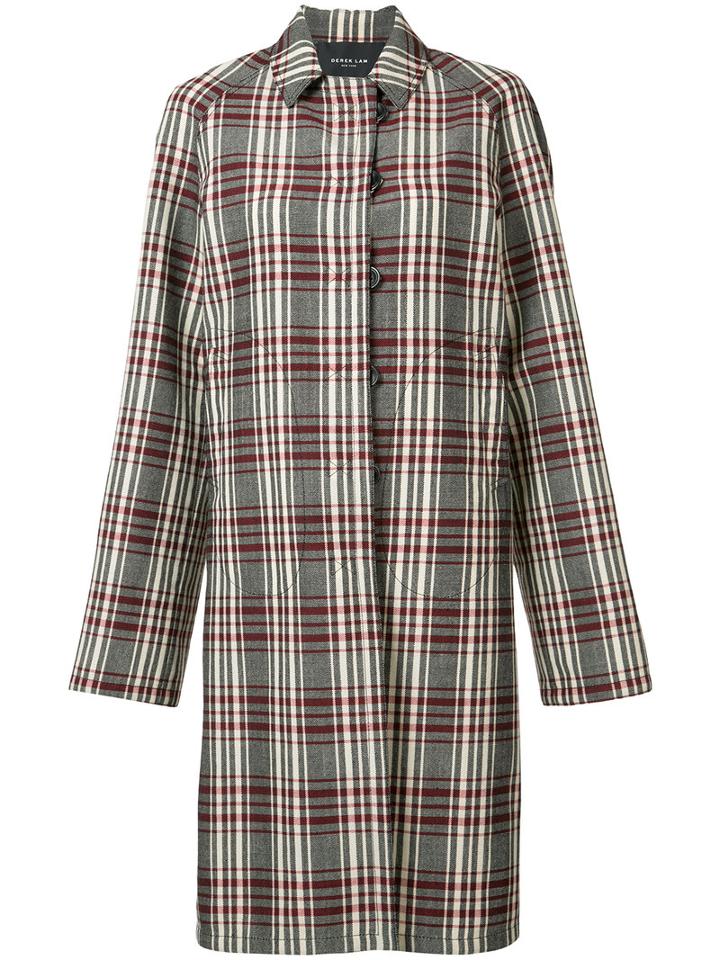 Derek Lam Plaid Midi Coat, Women's, Size: 38, Black, Virgin Wool