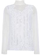 Valentino Silk High Neck Lace Top - White