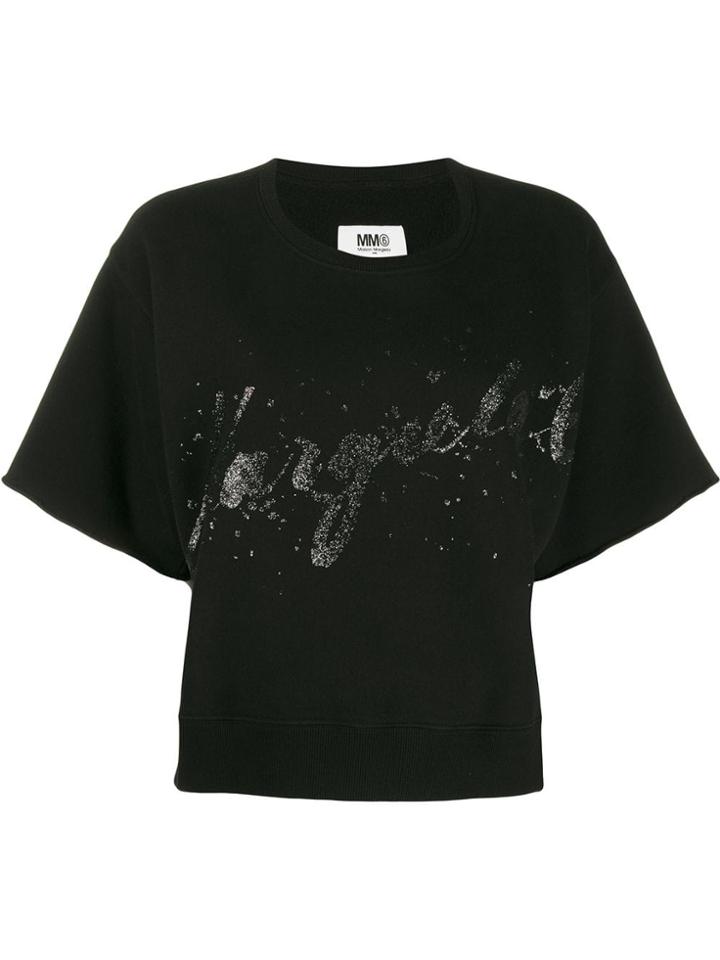 Mm6 Maison Margiela Logo Oversized T-shirt - Black