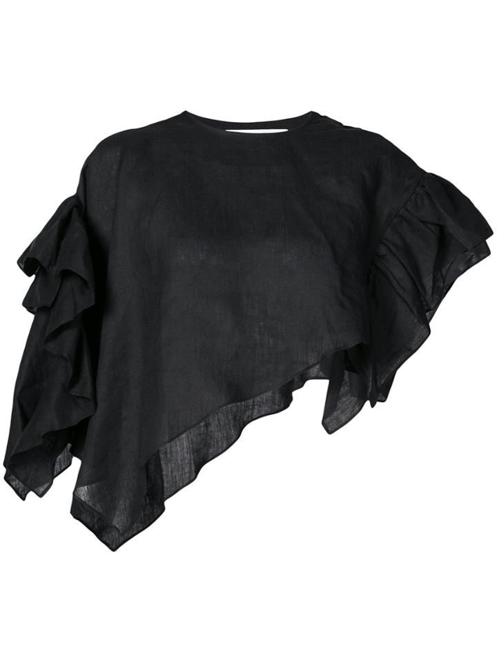 Marques'almeida Asymmetric Short-sleeve Top - Black