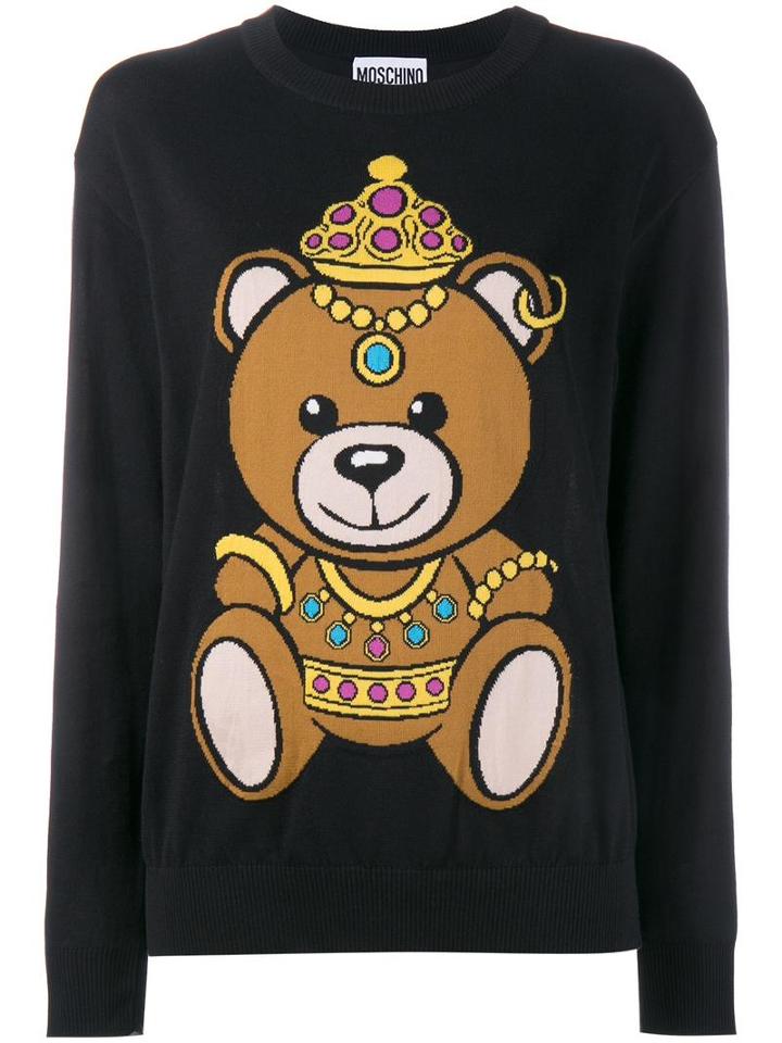 Moschino Teddy Intarsia Jumper, Women's, Size: Xs, Black, Cotton