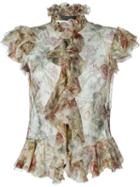 Alexander Mcqueen Floral Print Ruffle Top