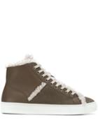 Yves Salomon Shearling Trim High-top Sneakers - Grey