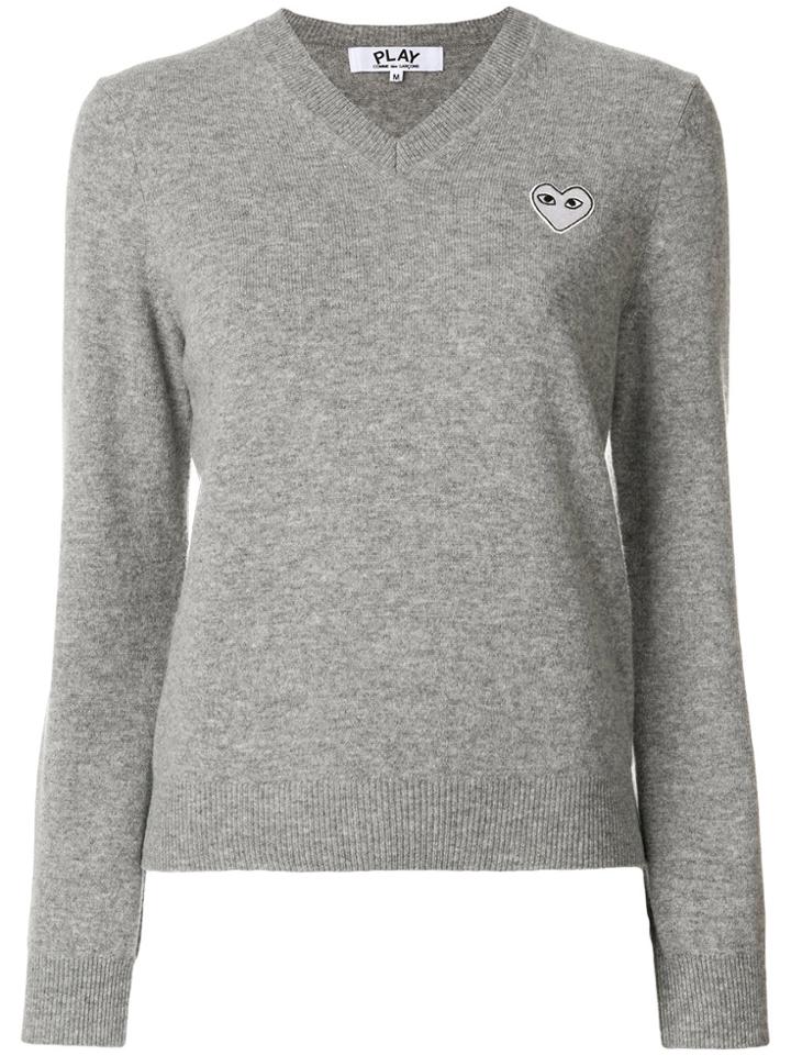 Comme Des Garçons Play V-neck Pullover - Grey