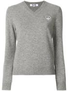 Comme Des Garçons Play V-neck Pullover - Grey