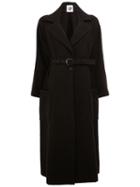 Aganovich Patch Pockets Belted Coat, Women's, Size: 38, Black, Wool