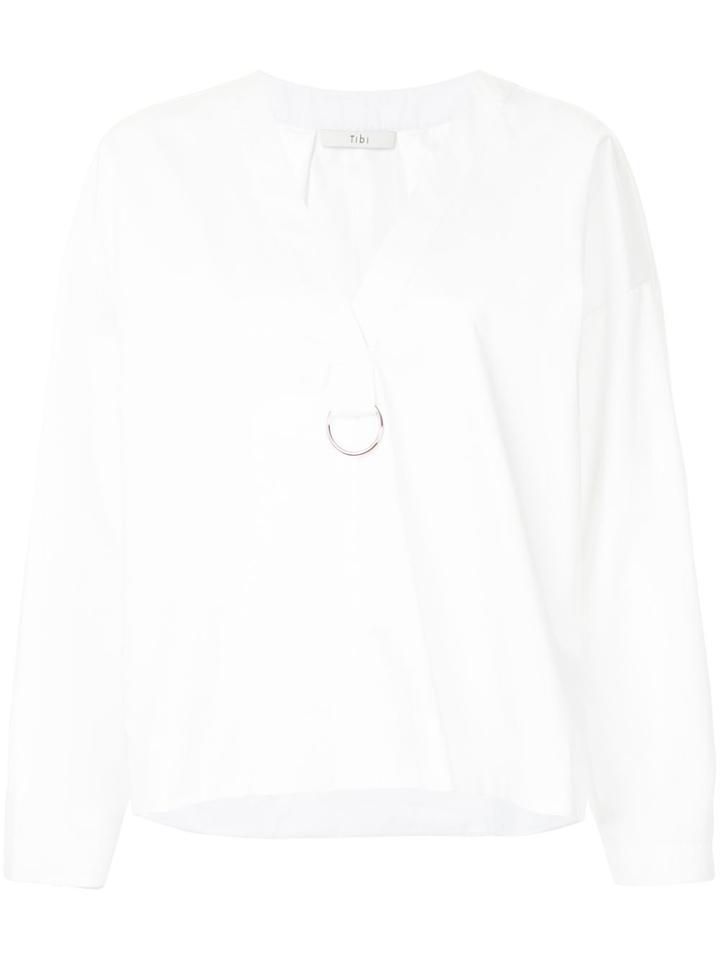 Tibi Tech Poplin Pleat Back Top - White
