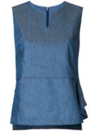 Estnation - Denim Shift Top - Women - Linen/flax - 38, Blue, Linen/flax