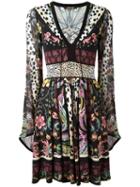 Roberto Cavalli Floral Print Flared Dress, Women's, Size: 44, Silk/viscose