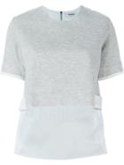 Tim Coppens Contrast Sleeve Side Applique Detail Cropped T-shirt