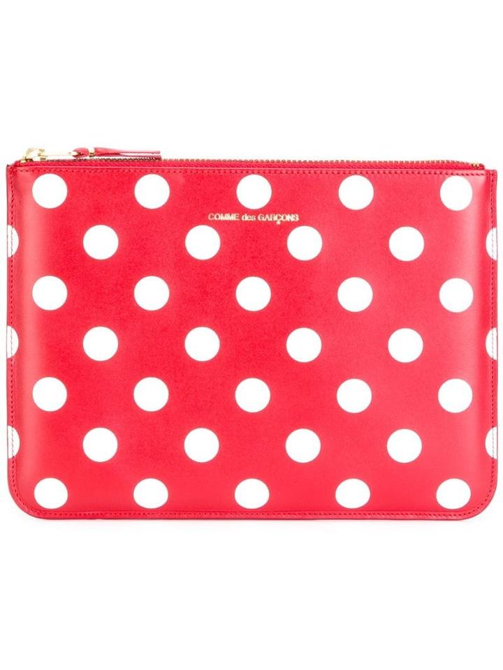 Comme Des Garçons Wallet Polka Dot Zipped Clutch - Red