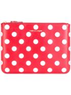 Comme Des Garçons Wallet Polka Dot Zipped Clutch - Red