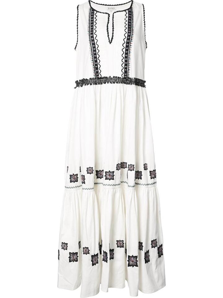 Suno Embroidered Maxi Dress, Women's, Size: 2, Nude/neutrals, Cotton