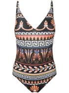Mary Katrantzou - Printed Swimsuit - Women - Polyester/spandex/elastane - M, Black, Polyester/spandex/elastane