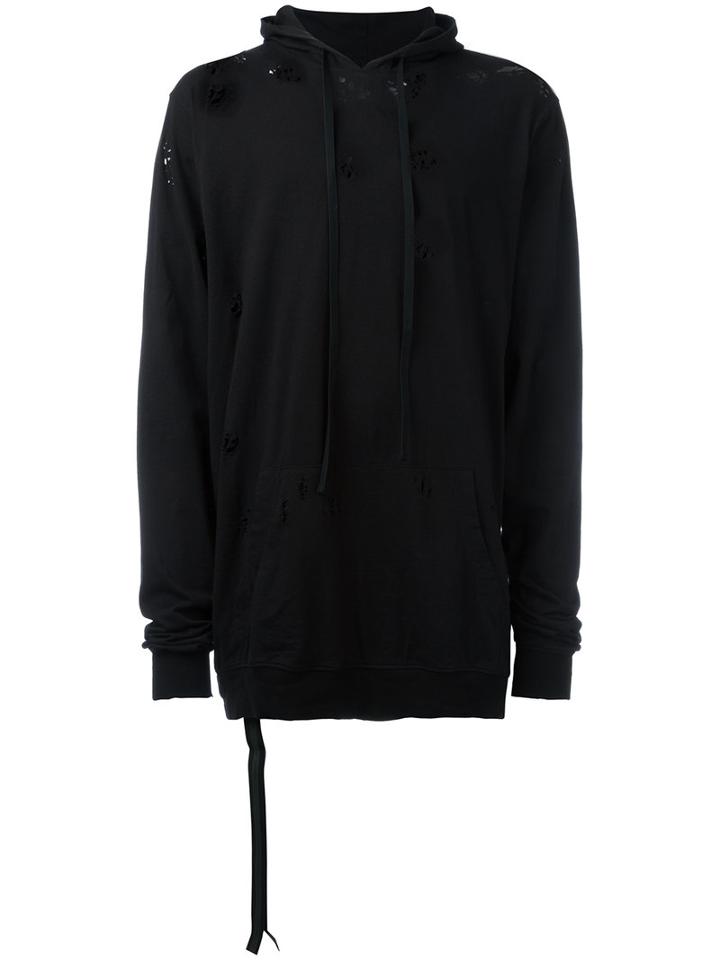 Unravel Project Shredded Trim Hoodie, Men's, Size: Small, Black, Cotton