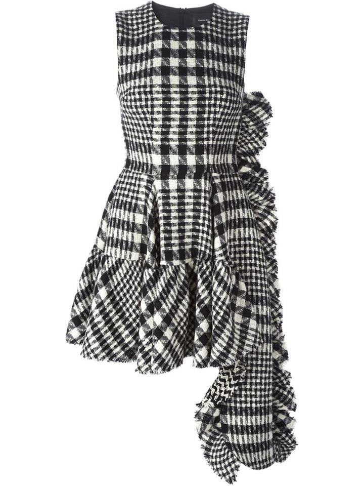 Simone Rocha Checked Asymmetric Flared Dress, Women's, Size: 8, Black, Cotton/acrylic/polyamide/polybutylene Terephthalate (pbt)