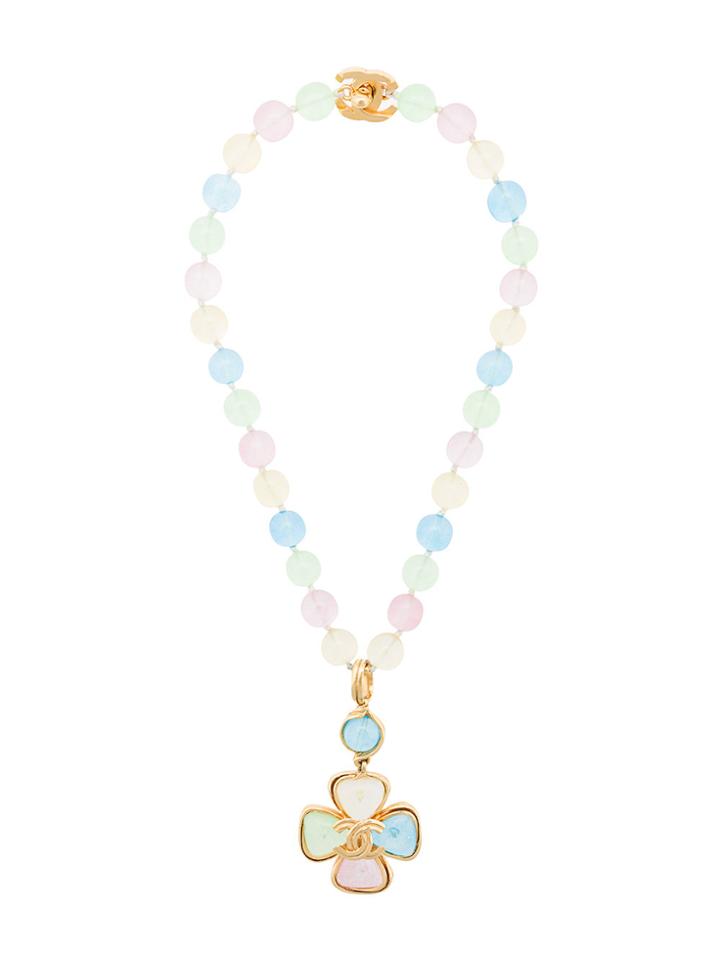 Chanel Vintage Floral Pendant Necklace - Multicolour
