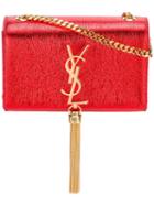 Saint Laurent Small Monogram Kate Tassel Satchel Bag, Women's, Red, Leather/brass