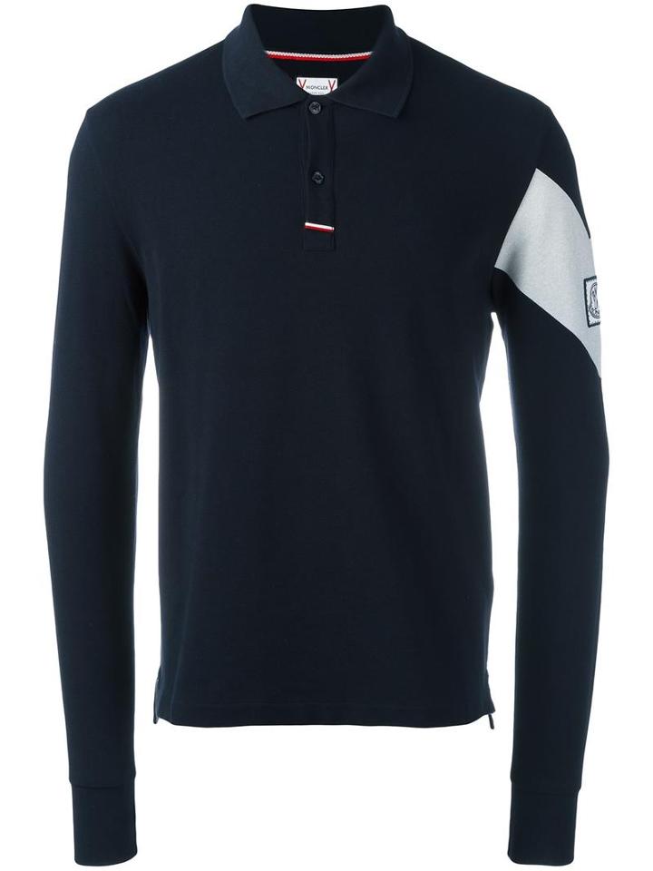 Moncler Gamme Bleu Longsleeved Polo Shirt, Men's, Size: Large, Blue, Cotton