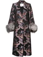 Cinq A Sept Floral Print Buttoned Coat - Black
