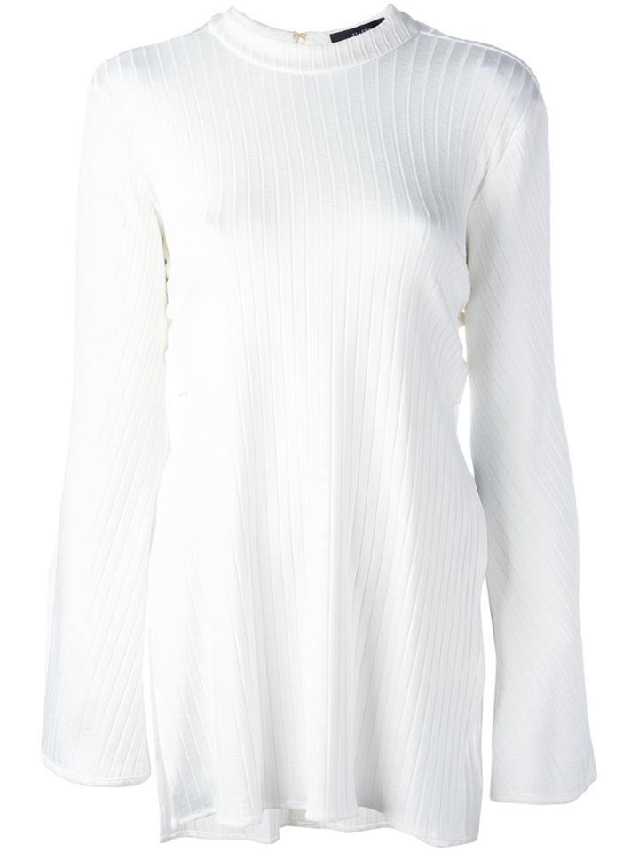 Ellery Ribbed Flared Sleeve Top - White