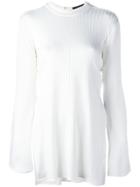 Ellery Ribbed Flared Sleeve Top - White