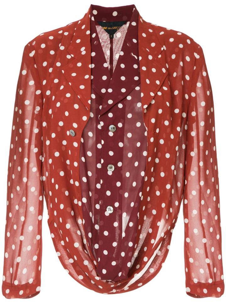 Comme Des Garçons Pre-owned Double Layer Polka Dot Top - Brown