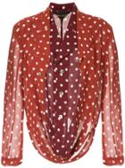 Comme Des Garçons Pre-owned Double Layer Polka Dot Top - Brown