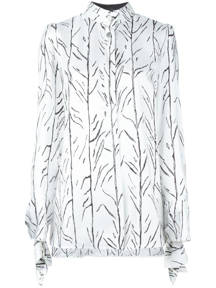 Proenza Schouler Branch Print Shirt, Women's, Size: 8, White, Silk/viscose